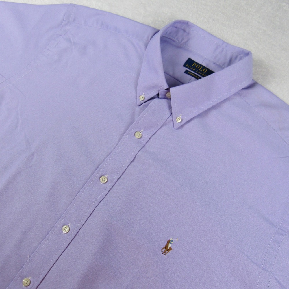 Polo Ralph Lauren Button Down Shirt Mens 2XLT Purple NWT Performance Long Sleeve